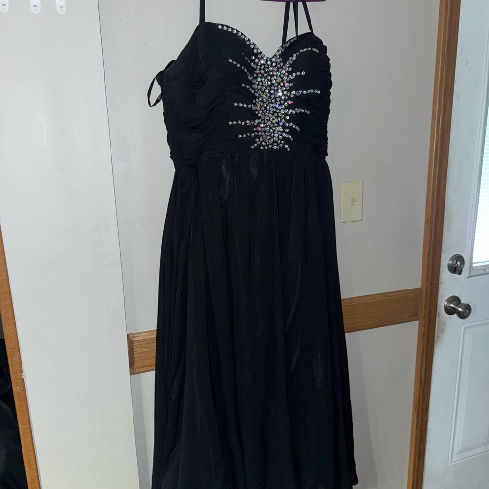 Deb Black and Silver Embellished Prom Dress